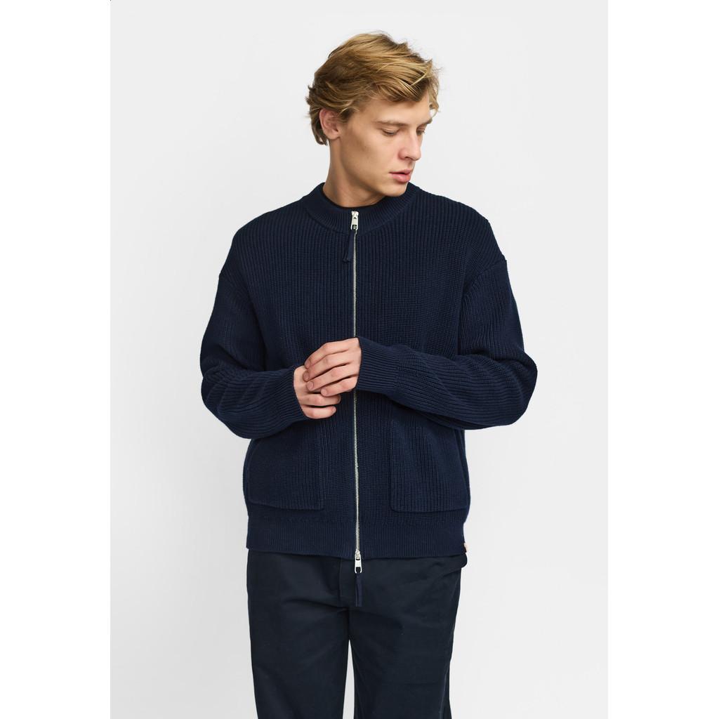 Revolution Zipped Knit Cardigan Strickjacke Herren dunkelblau
